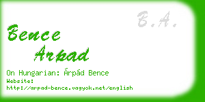 bence arpad business card